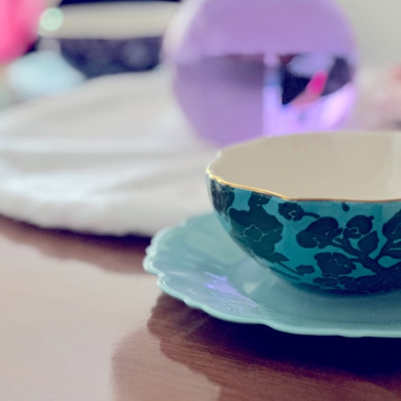 LAST SET* DVF Gold Rim Floral toile Bowls - Picture 4 of 8